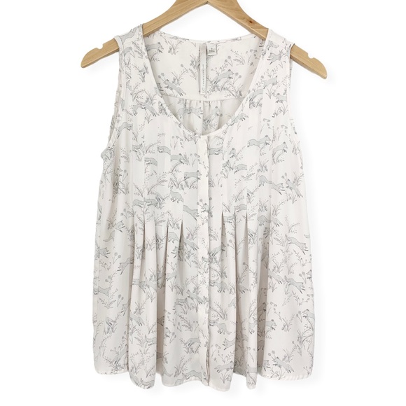 LC Lauren Conrad Fox Print Sleeveless Blouse - Picture 7 of 12